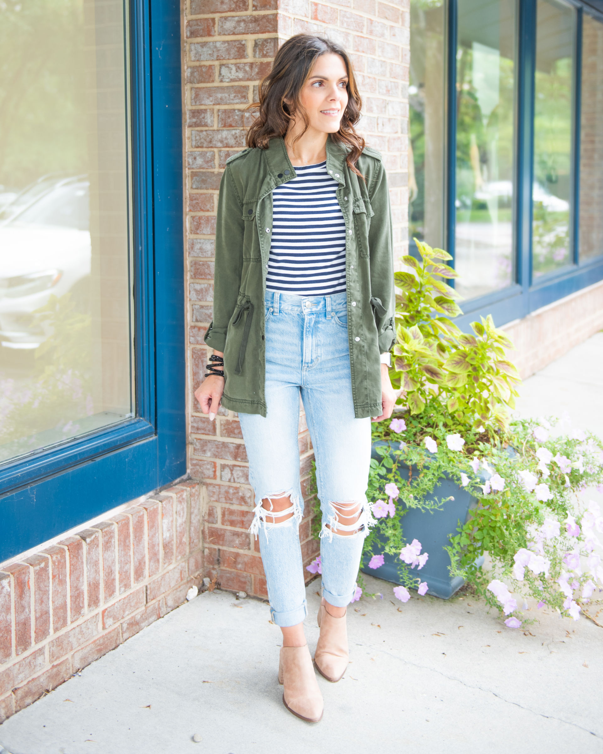 American Eagle relaxed mom jeans with ripped knees in washed black