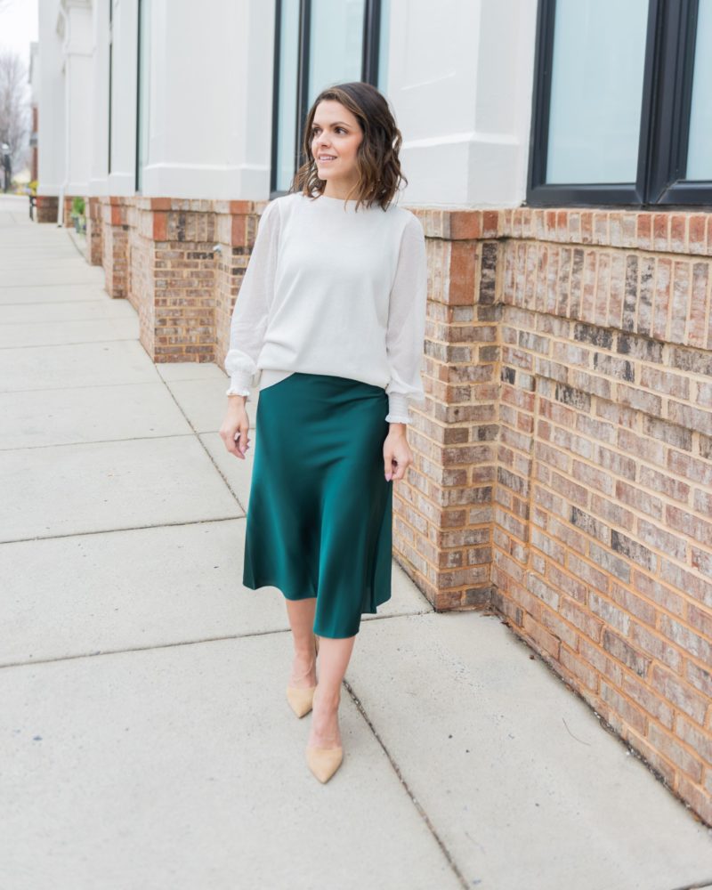 5 ways to style a satin midi skirt | the Sarah Stories