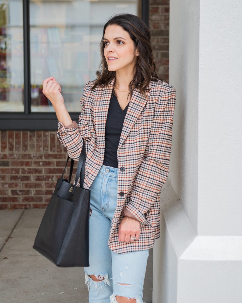 11 stylish ways to wear a brown plaid blazer | the Sarah Stories