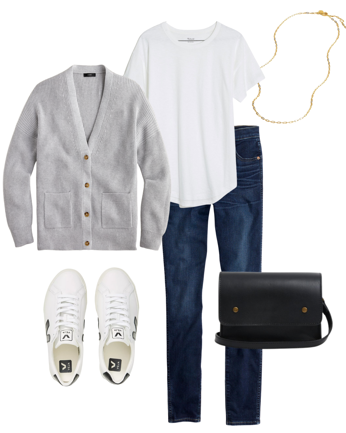 white tee Winter outfit idea