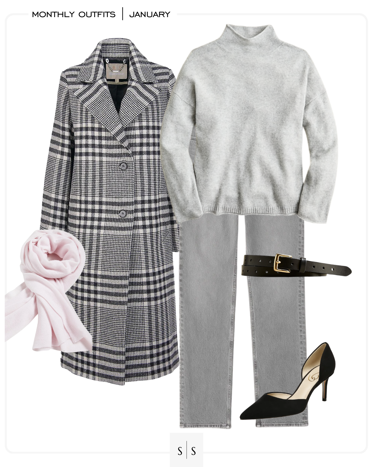 Winter monochrome outfit idea neutral grey