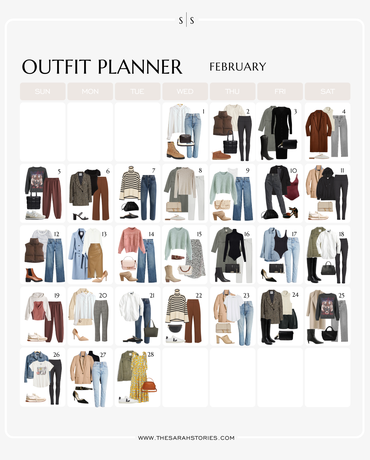 February outfit planner 