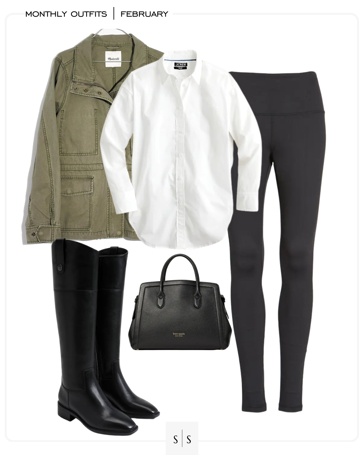 Spring leggings outfit Utility jacket riding boot