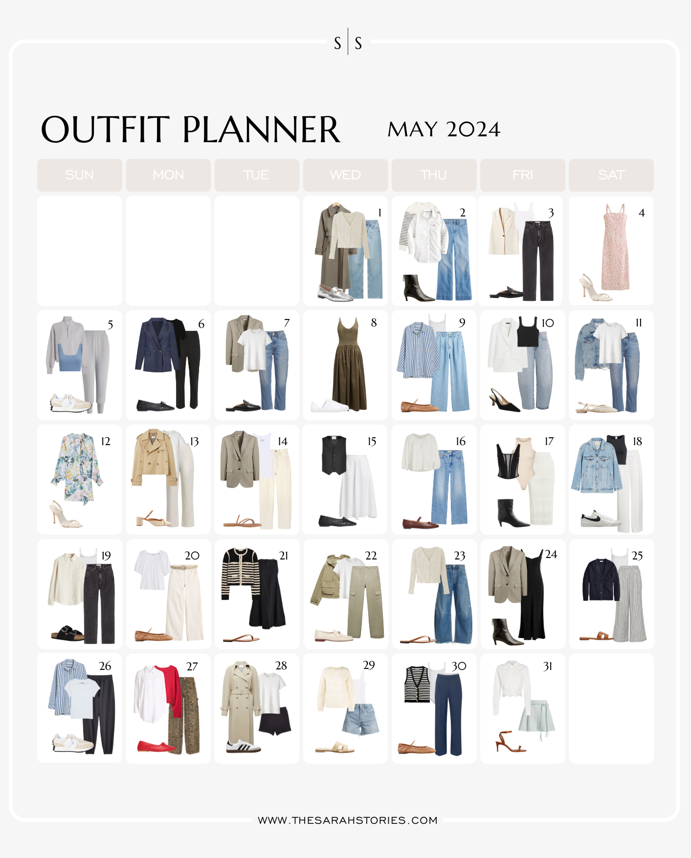 Monthly Outfit Planner May 2024 The Sarah Stories